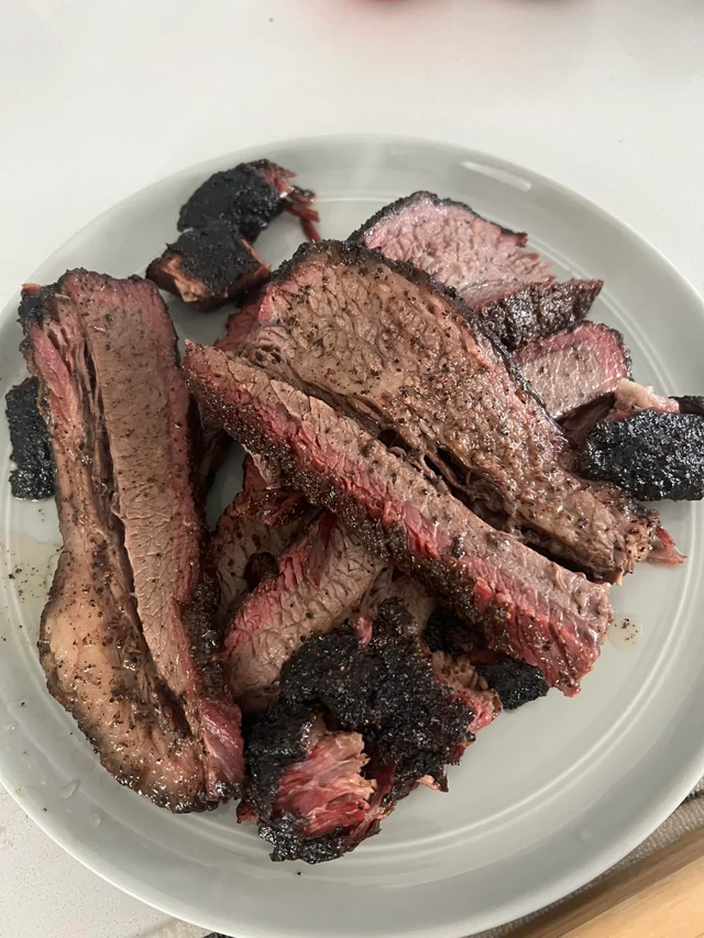 Slices of beef brisket