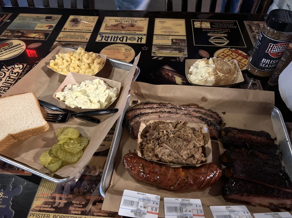 My meal during my first visit to Hutchins BBQ in Frisco, TX.