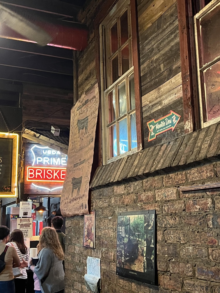 Getting closer to the counter now, Hutchins BBQ is full of cool signage and has a very country farm smokehouse type atmosphere.